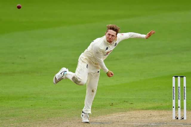 MAJOR ASSET: Yorkshire and England's Dom Bess, pictured in action against Pakistan at Old Trafford earlier this year. Picture: Dan Mullan/NMC Pool/PA