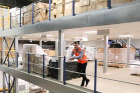 Nicky Story, Supplies for Candles MD, on the new mezzanine floor which was part of the business' recent £150,000 investment at its premises in Mexborough