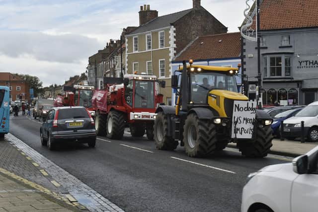 Part of last week's go slow protest by tractor-driving farmers in Stokesley.