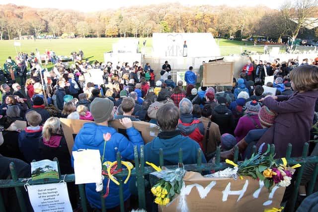 Hundreds of people attended a protest about the council's actions on Rustlings Road the following weekend. Picture: Glenn Ashley