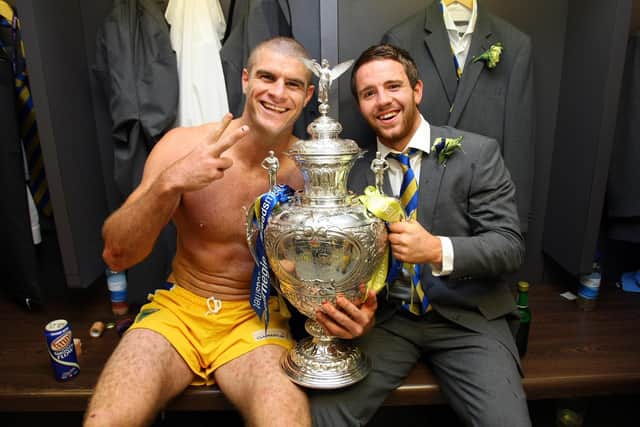 Richie Myler, right, with Matt King after Warrington Wolves' 2010 Challenge Cup final win over Leeds Rhinos (SWPIX)