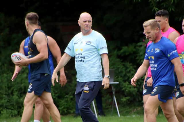 Now - Richard Agar takes Leeds Rhinos in training (Picture: Phil Daly/SWPix.com)