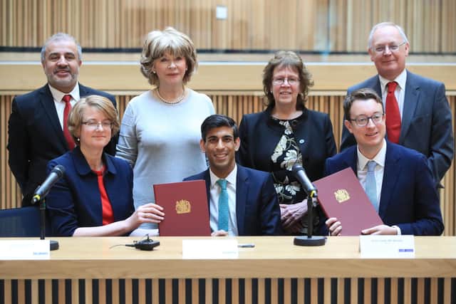 Susan Hinchcliffe (front left) played a key role negotiating the West Yorkshire devolution deal which formed part of Chancellor Rishi Sunak's Budget in March.