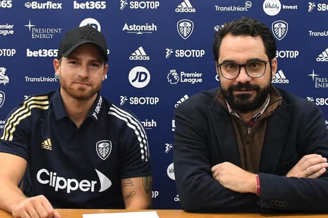 REWARD: Sporting director Victor Orta (right) with Gaetano Berardi, who has signed a new one-year contract