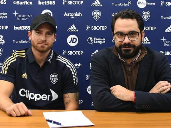 REWARD: Sporting director Victor Orta (right) with Gaetano Berardi, who has signed a new one-year contract