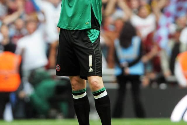 AGONY: Paddy Kenny shows his dismay after Sheffield United lose to Burnley in the Championship play-off final in May 2008. Picture: Bruce Rollinson