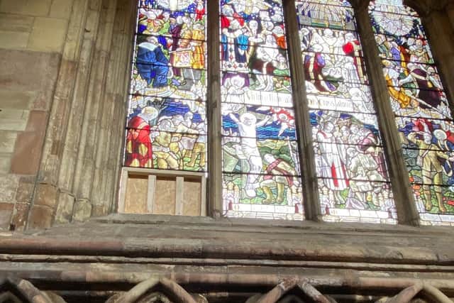Damage to the World War One memorial window