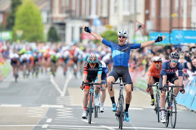 Harry Tanfield wins the Tour de Yorkshire, Stage 1, in Doncaster in 2018.  (Picture: Bruce Rollinson)