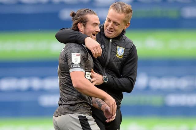 Owls manager Garry Monk with Jack Marriott at the final whistle (Picture: Steve Ellis)