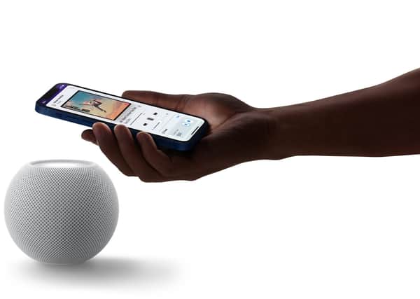 Apple's new HomePod connects your phone just by hovering over it.