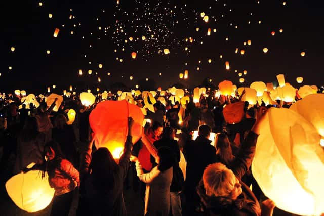 File photo dated 26/03/2011 of chinese sky lanterns. Pic: PA