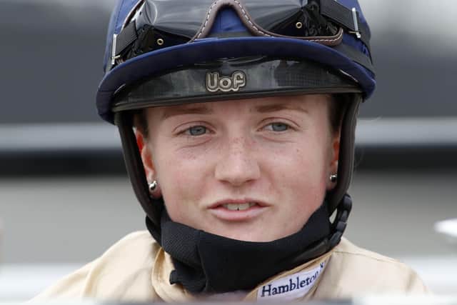 Record-breaking rider Hollie Doyle in the colours of Hambleton Racing.