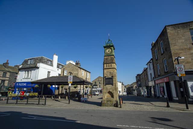 Otley's almost deserted Market Place during the lockdown this year