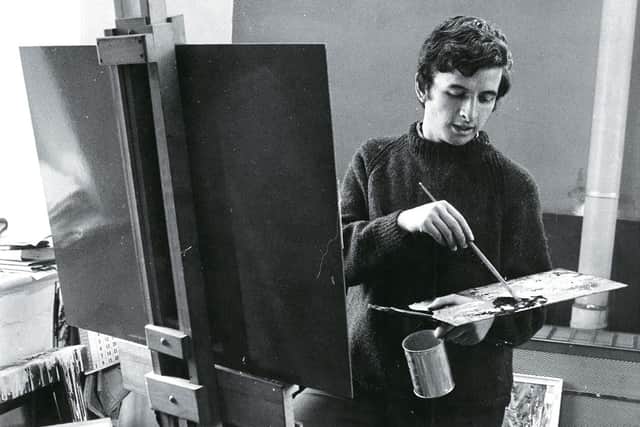 Ashley as a young artist at work in 1965. (Ashley Jackson).