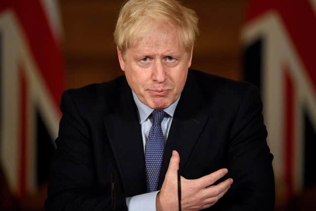 Prime Minister Boris Johnson during a media briefing in Downing Street. Photo: Leon Neal/PA Wire