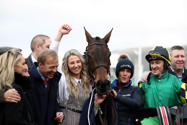 Connections celebrate Lisnagar Oscar's win at the Cheltenham Festival in March - just before the Covid-19 lockdown.