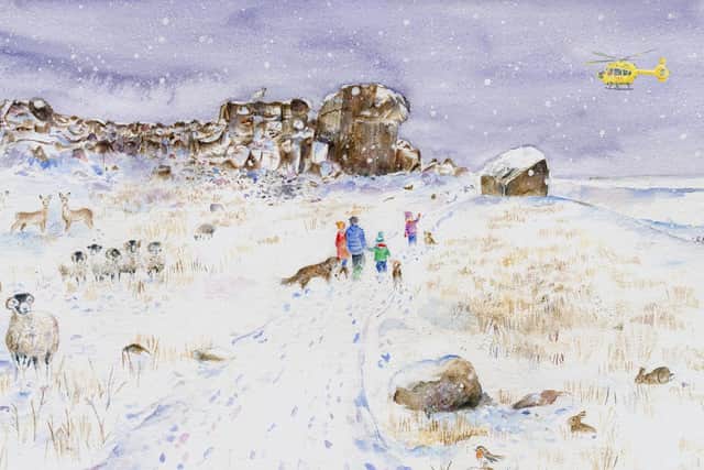 The charity Christmas card in aid of the Yorkshire Air Ambulance by Anita Bowerman.