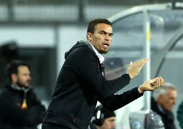 Valerien Ismael, in charge of LASK against Manchester United at Linzer Stadion in the UEFA Europa League in March this year. Picture: UEFA via Getty Images.