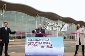 Nick Fletcher,  MP for Don Valley, Owain Jones, Managing Director of WIZZ Air UK and Kate Stow, Marketing and Corporate Affairs Director of Doncaster Sheffield Airport