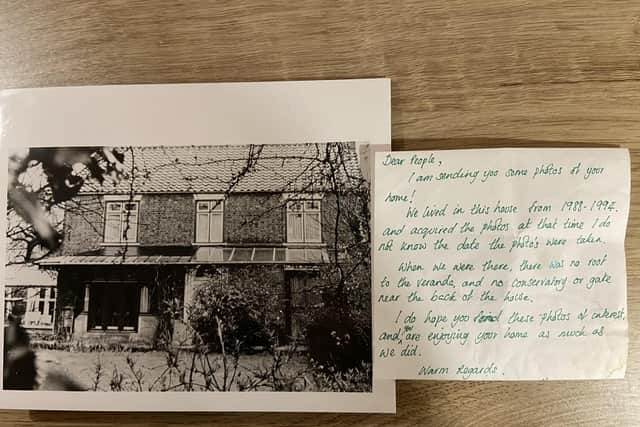 The letter and one of the photographs posted through the door