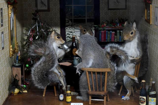 An Anthropomorphic Dioram of Card Playing Gray Squirrels. Picture by Simon Hulme.