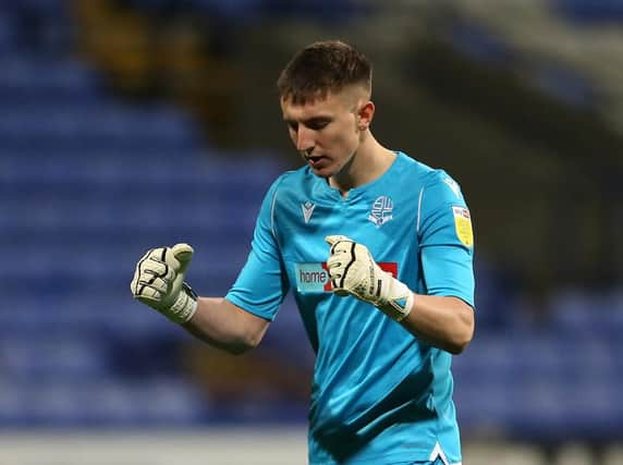 DENIED: Bolton Wanderers goalkeeper Billie Crellin saved a second-half Bradford City penalty. Picture: Charlotte Tattersall/Getty Images.
