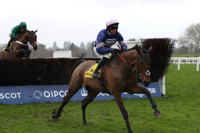 Partnership: Cyrname and jockey Harry Cobden in aqction at Ascot. Picture:  Bradley Collyer/PA Wire.