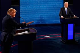 Donald Trump and Joe Biden during the final presidential debate. (Photo by Morry Gash-Pool/Getty Images)