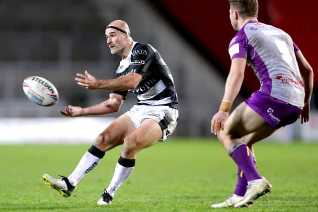 Hull FC game changer,  Danny Houghton, opens up the Hull KR defence. Picture: Richard Sellers/PA Wire.