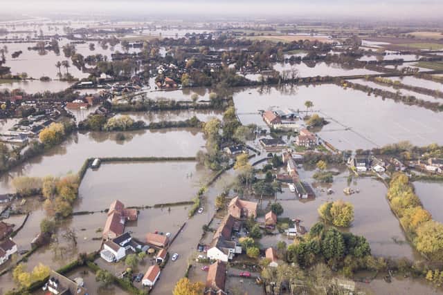 An aerial photo of last November's floods in South Yorkshire.