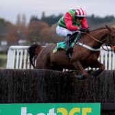 This was Definitly Red clearing the last to win the 2018 Charlie Hall Chase under Danny Cook.