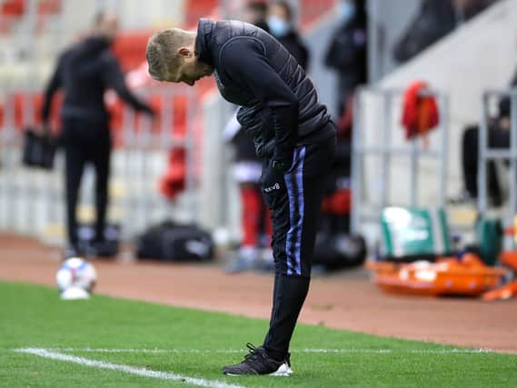 FRUSTRATION: Sheffield Wednesday manager Garry Monk during his side's 3-0 defeat at Rotherham United