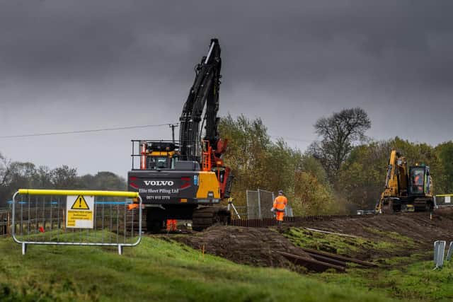 Flood defence construction work along the banks of the River Don. Image: James Hardisty