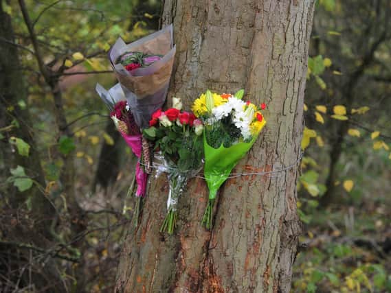 Floral tributes were left at the scene of the crash in Thorner