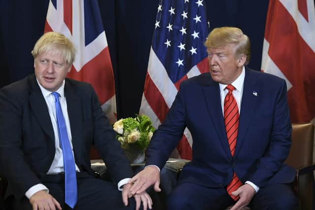 Boris Johnson with Donald Trump earlier this year as America prepares to go to the polls.