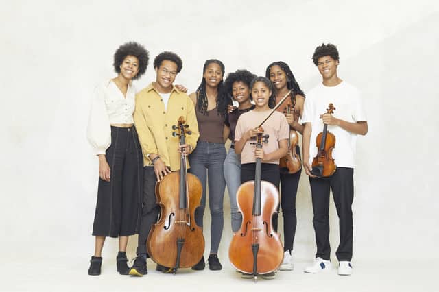 The Kanneh-Mason family, from left Konya, Sheku, Jeneba, Isata, Mariatu, Aminata and Braimah. Picture: Jake Turley