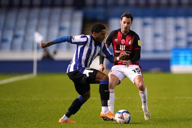 Off: Sheffield Wednesday's Kadeem Harris was sent off in the dyting moments of the game. Picture: Zac Goodwin/PA