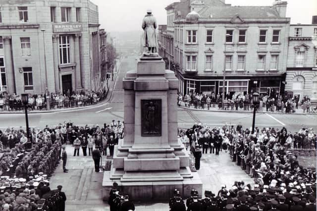 This was the scene in Barnsley when Remembrance Sunday coincided with Armistice Day on November 11, 1984.