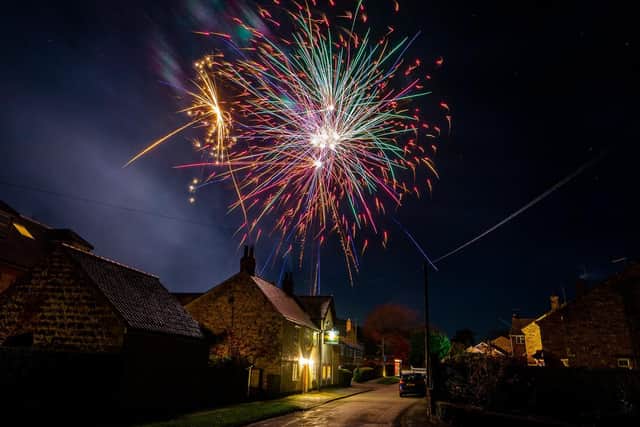 Pre-lockdown fireworks at a village in Yorkshire last night