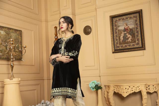 Velvet ready to wear embroidered collection set by Gul Warun 11, £55 at iluvdesigner.com.