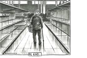 Graeme Bandeira's Be Kind cartoon at the start of the first lockdown.