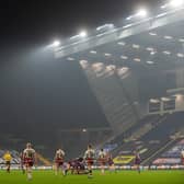 Huddersfield Giants and Wigan Warriors in action at Emerald Headingley (BRUCE ROLLINSON)