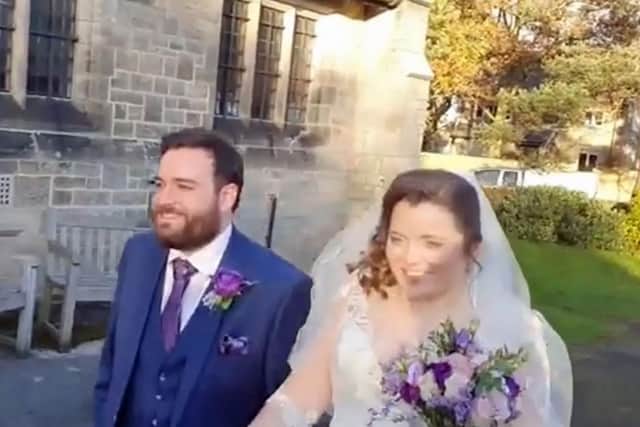 Fiona and Andy Gammage live-streamed their wedding in Ripon to friends and relatives to beat the second lockdown
