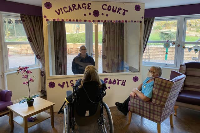 The visiting pod at Vicarage Court care home in Featherstone