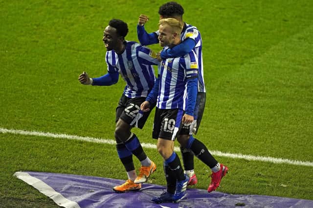 CONFIDENCE BOOST: Sheffield Wednesday's Barry Bannan (second right) celebrates with his team-mates after scoring his sides winning goal against Bournemouth at Hillsborough. Picture: Zac Goodwin/PA