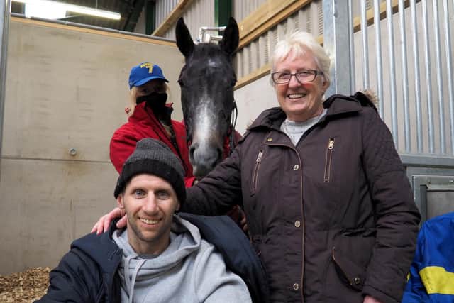 Rob Burrow and his parents met the racehorse - Burrow Seven - at a yard in North Yorkshire