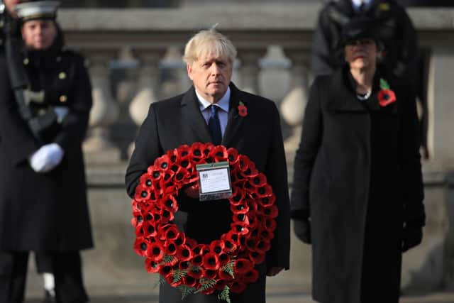 Boris Johnson at the Remembrance Sunday service in Whitehall.