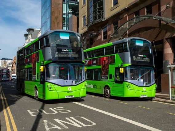 First buses on Park Row, Leeds