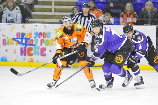 THAT WAS THEN ... Jason Hewitt, in action for Sheffield Steelers against Braehead Clan in November 2015. Picture courtesy of Dean Woolley. 22/11/15