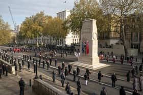 The socially distanced scene in Whitehall for the annual service of remembrance.
